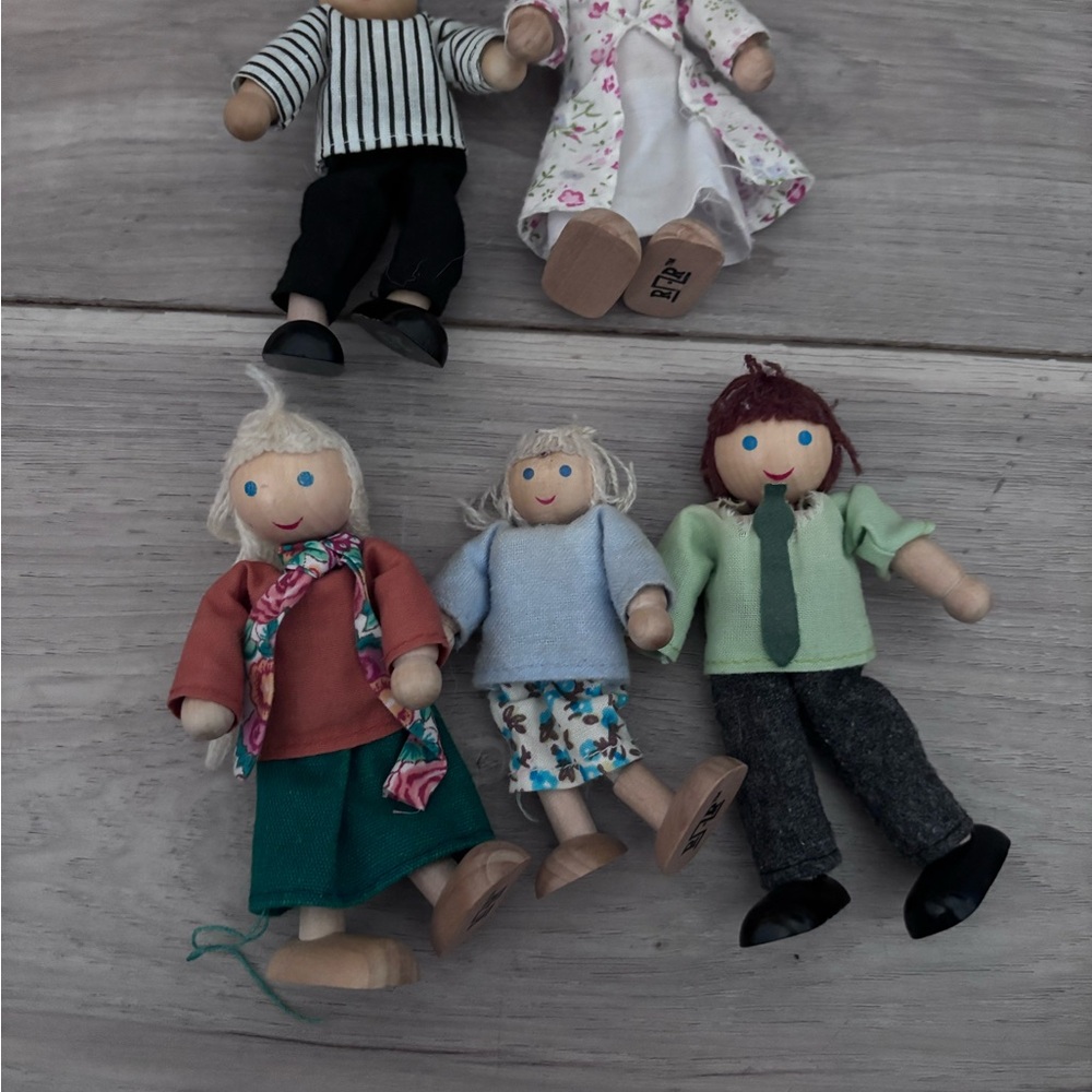 Colorful Wooden Doll Family Set